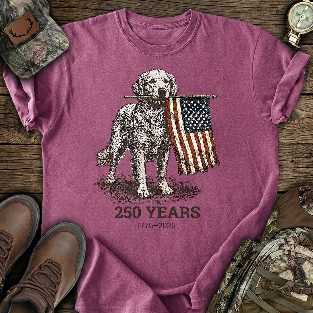 Patriotic Dog 250 Years T-Shirt product image 4