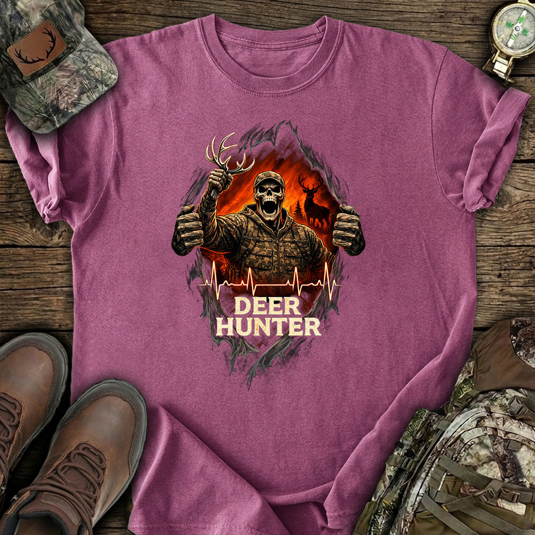 Deer Hunter Skull Graphic T-Shirt product image 4