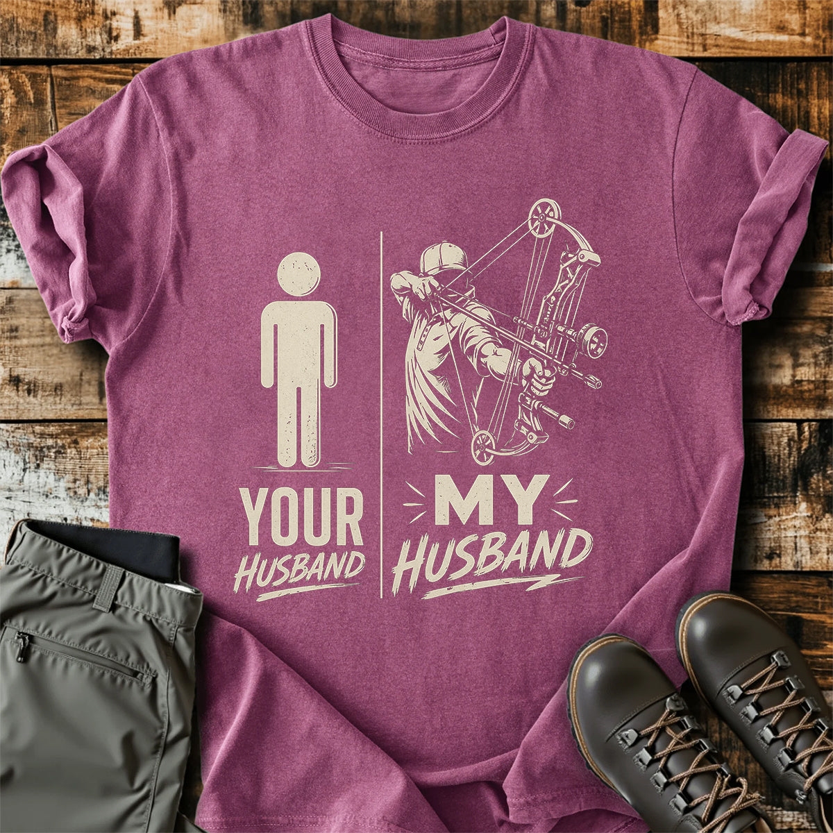 Bow Hunting Husband Funny T-Shirt product image 3