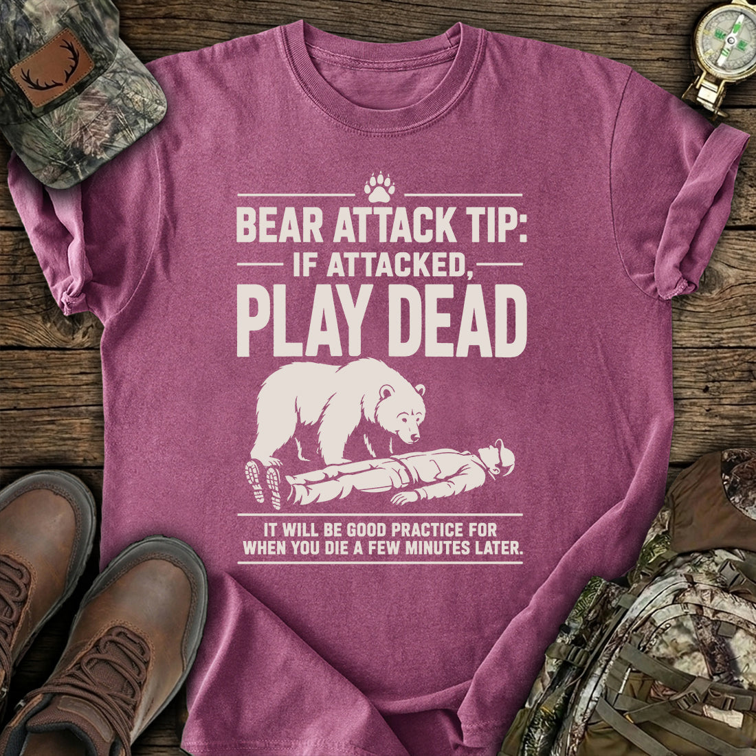 Bear Attack Humor T-Shirt product image 3