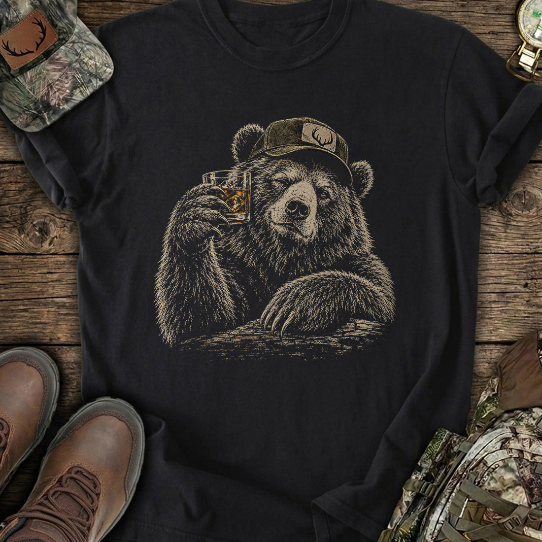 Whiskey Bear Toast T-Shirt product image 1