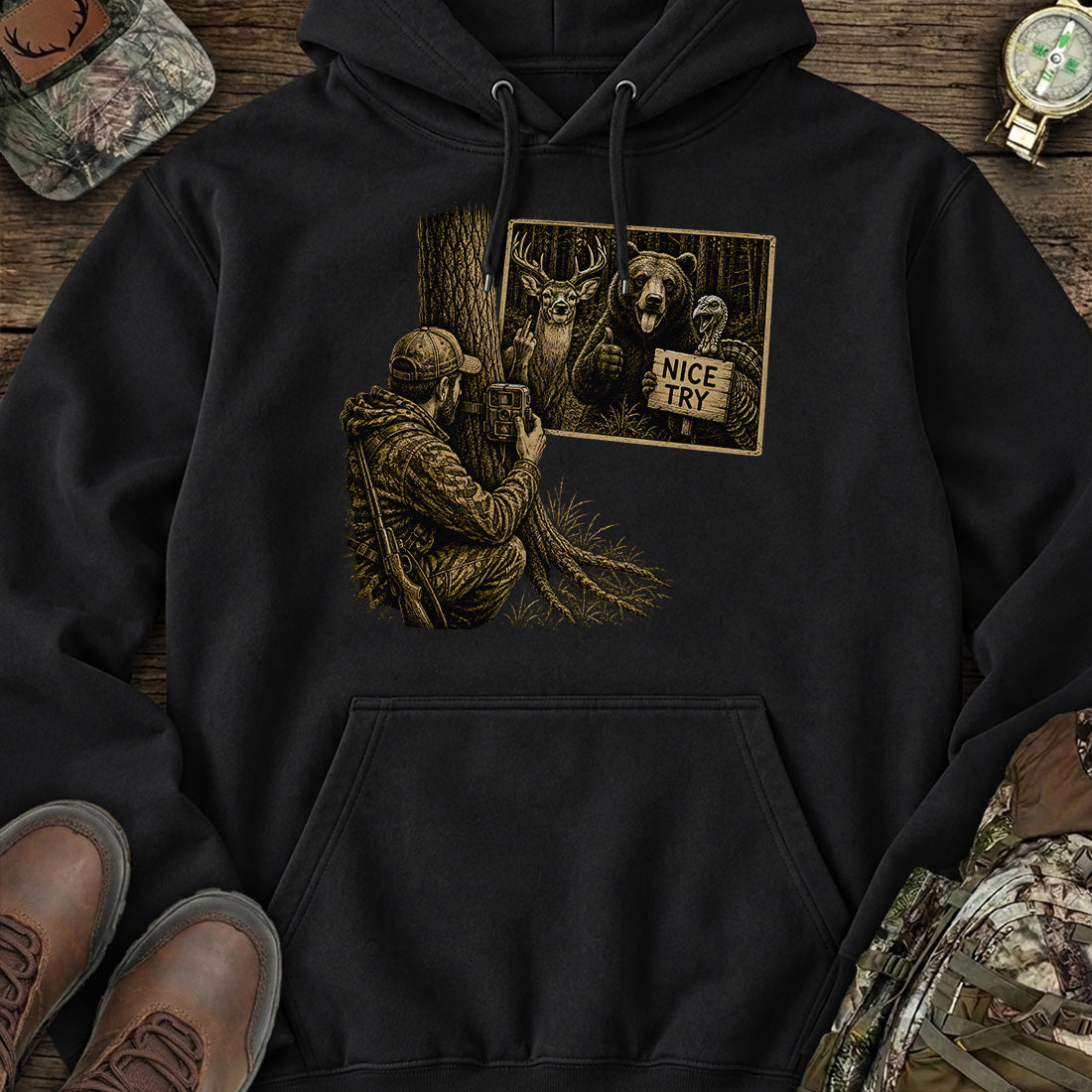 Nice Try Hunting Prank Hoodie product image 1