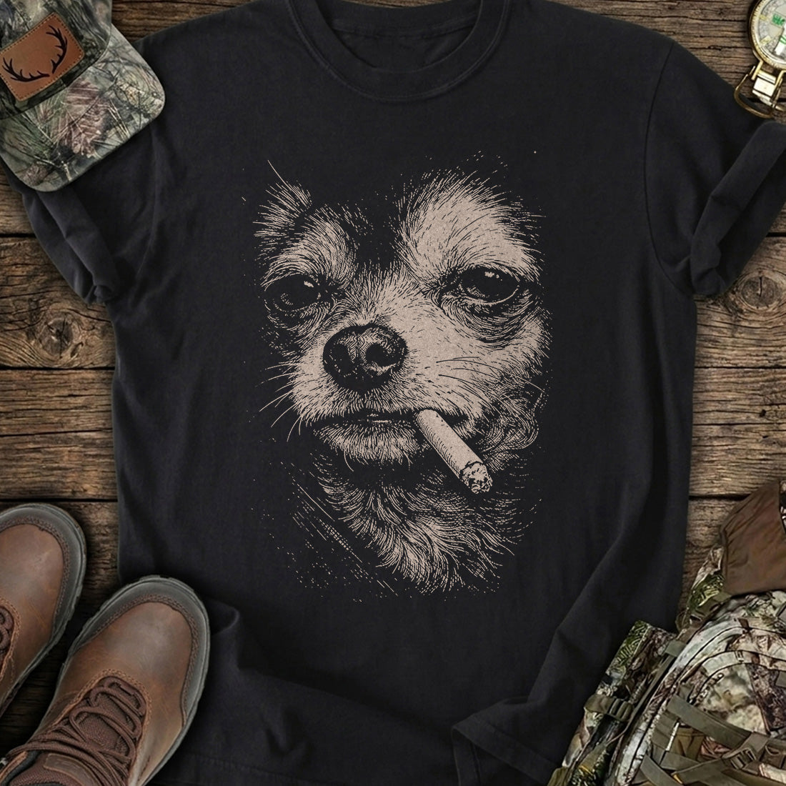 Rebel Chihuahua Smoking T-Shirt product image 1