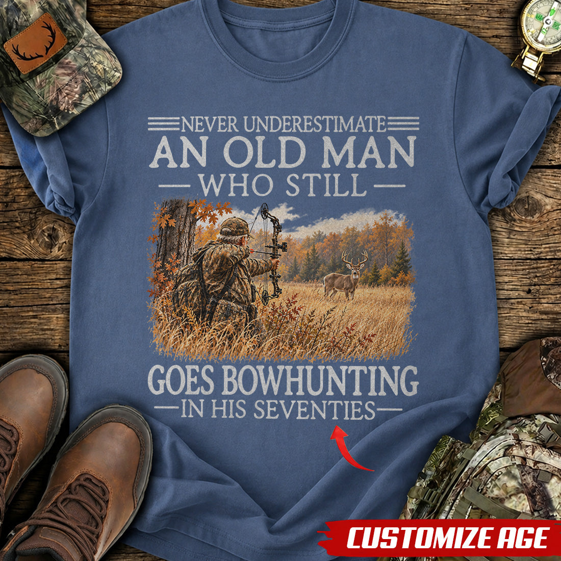 Personalized Years Young Bowhunter T-Shirt product image 2