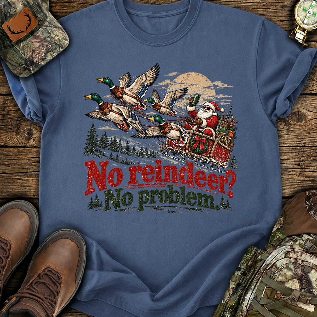 Mallard Santa Sleigh T-Shirt product image 2