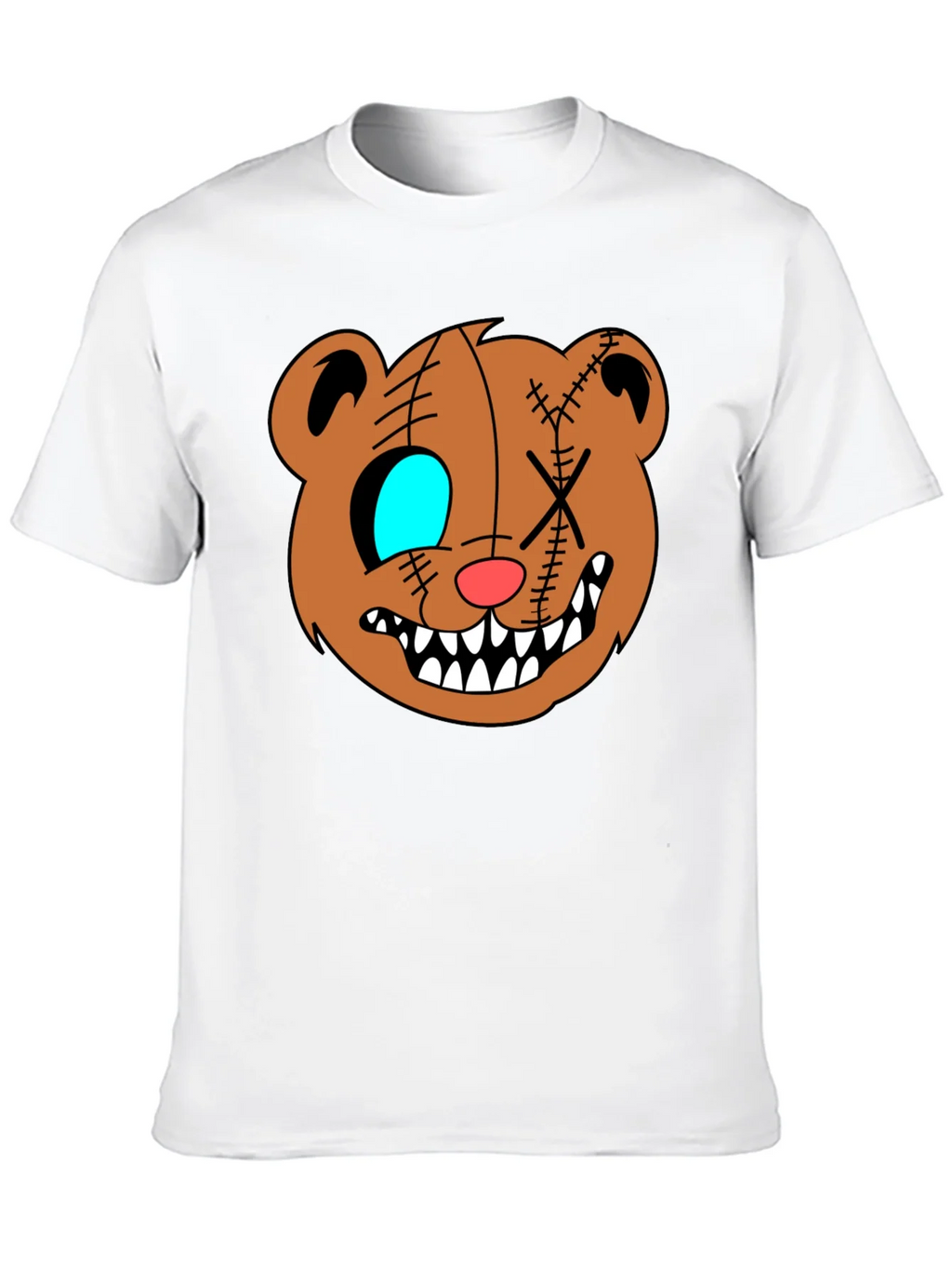 Creepy Cartoon Bear Graphic Black T-Shirt product image 9