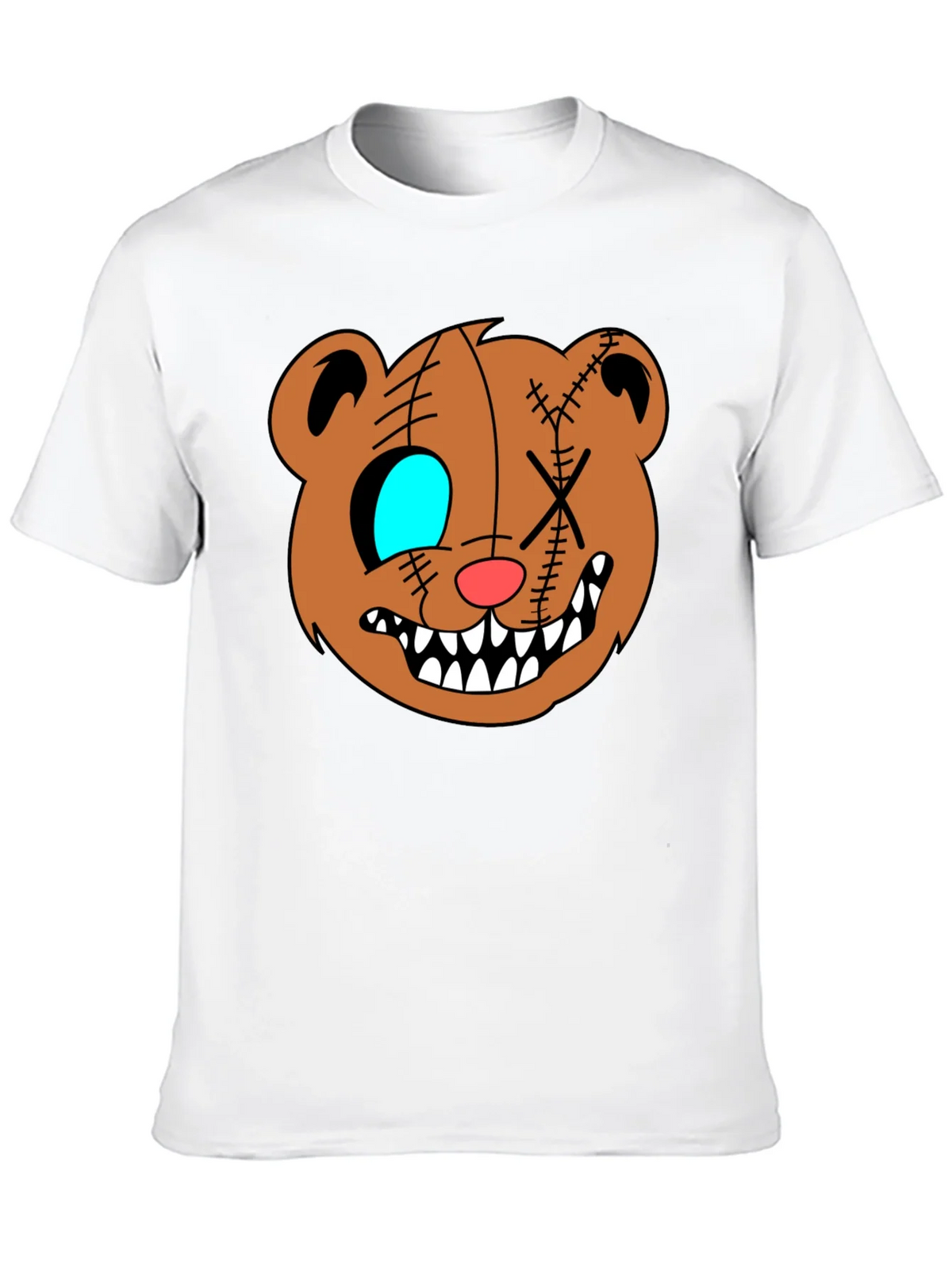 Creepy Cartoon Bear Graphic Black T-Shirt product image 9