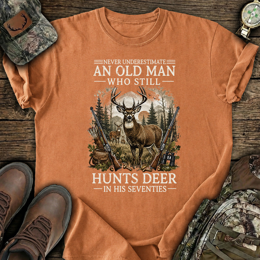 Personalized Ageless Deer Hunter Seventies T-Shirt product image 3