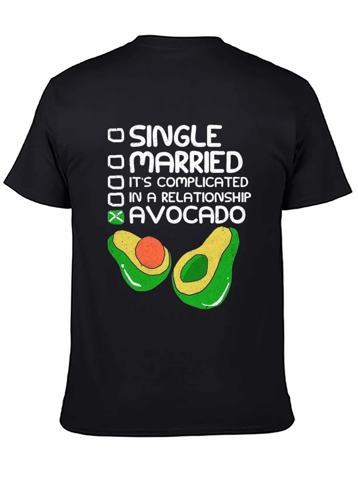 Avocado Relationship Status T-Shirt - Black Cotton Tee product image 4