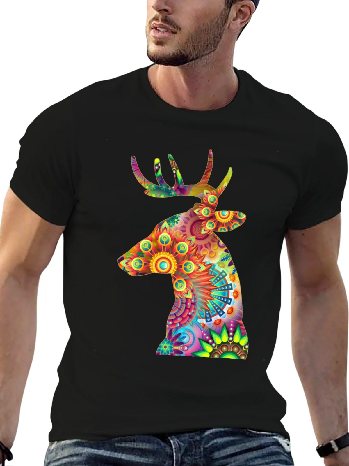 Vibrant Deer Graphic Tee - Unique Colorful Design product image 6