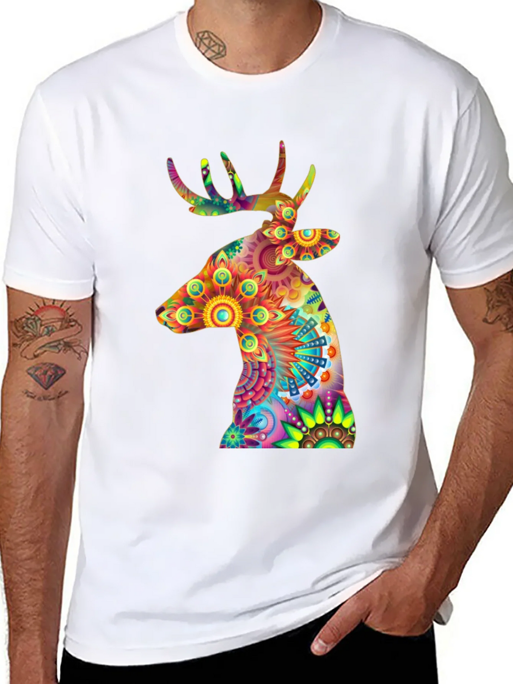 Vibrant Deer Graphic Tee - Unique Colorful Design product image 7