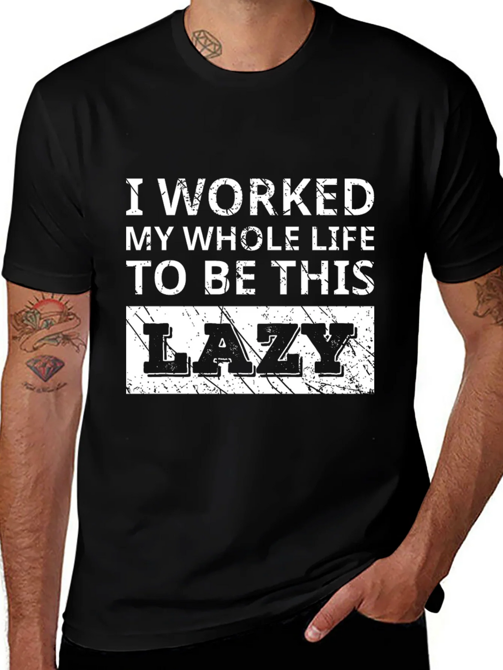 Funny Lazy Slogan Black T-Shirt product image 1