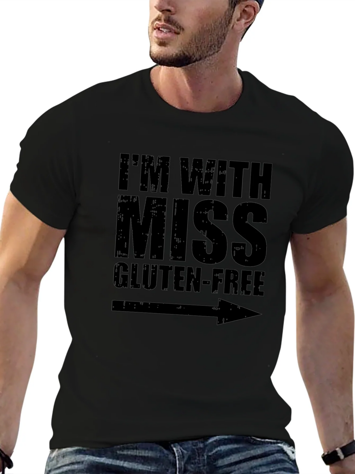 Im With Miss Gluten-Free Humor Graphic Tee product image 6