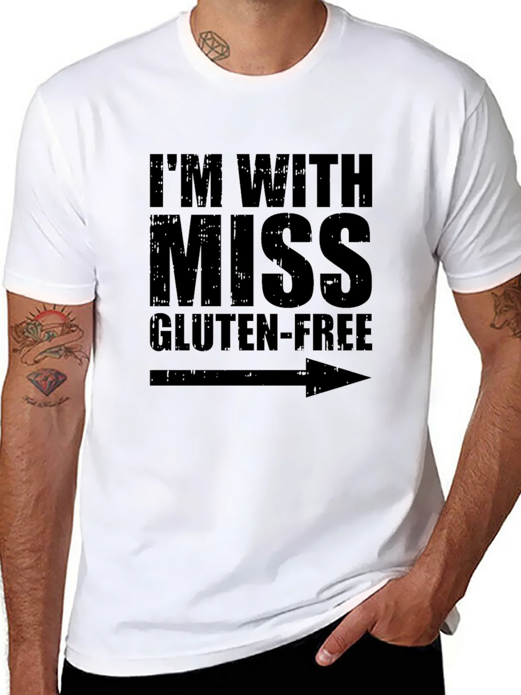 Im With Miss Gluten-Free Humor Graphic Tee product image 7