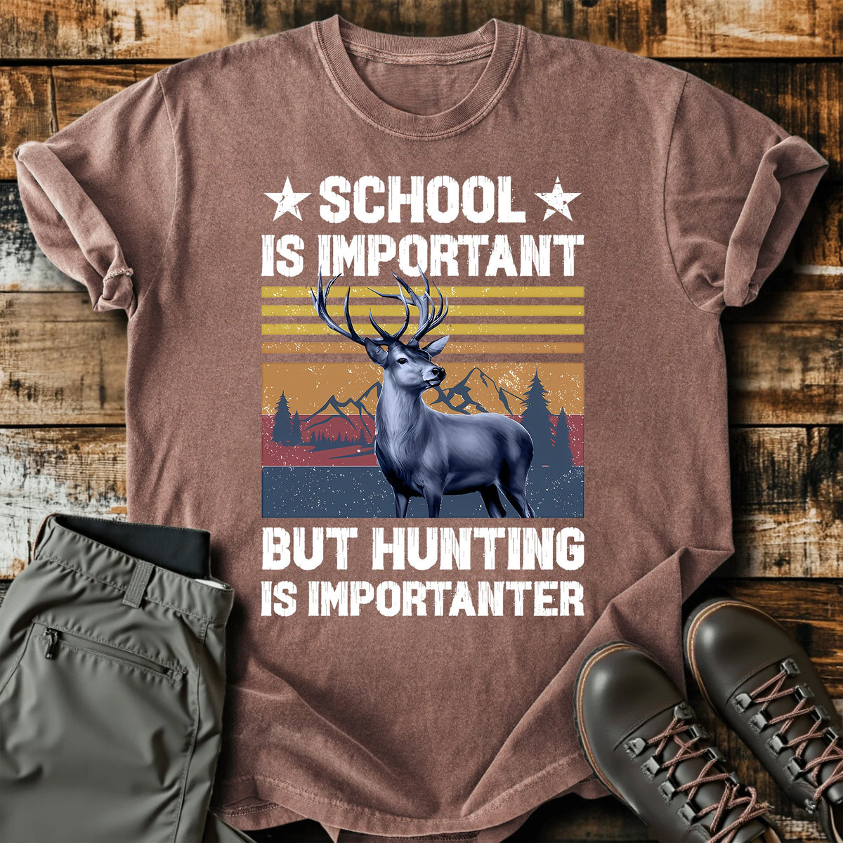 Funny Hunting Deer Sunset T-Shirt product image 6