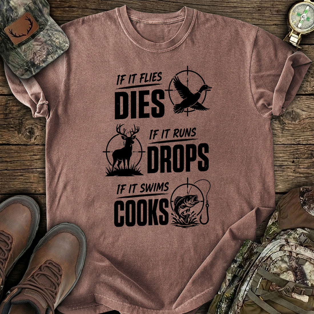 If It Flies Die Hunting T-Shirt product image 5