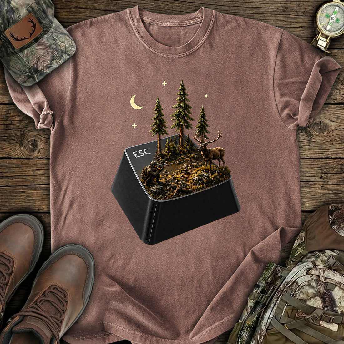 ESC Key Hunting Scene Hunter T-Shirt product image 7