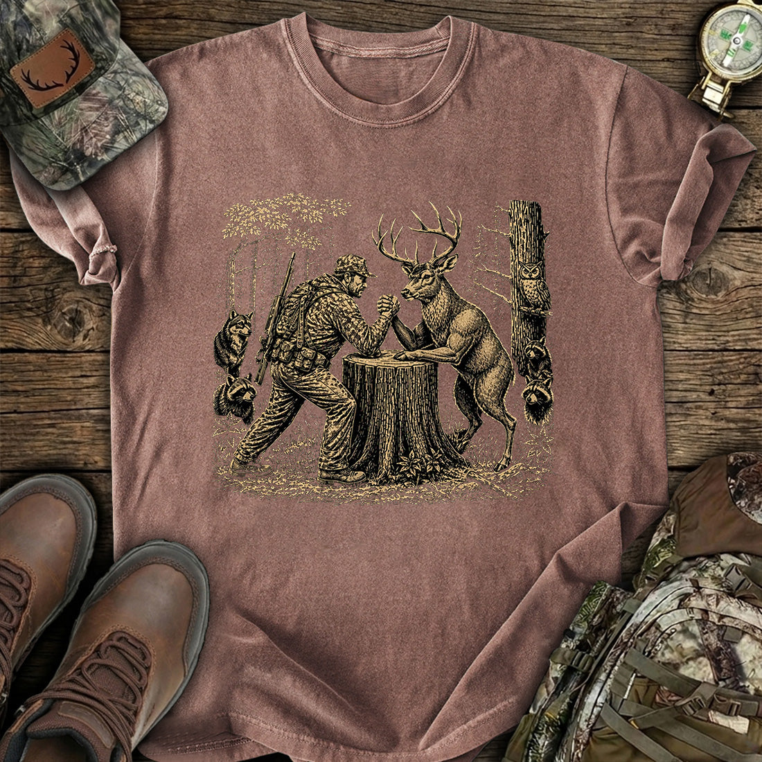 Deer Hunter Arm Wrestling T-Shirt product image 5