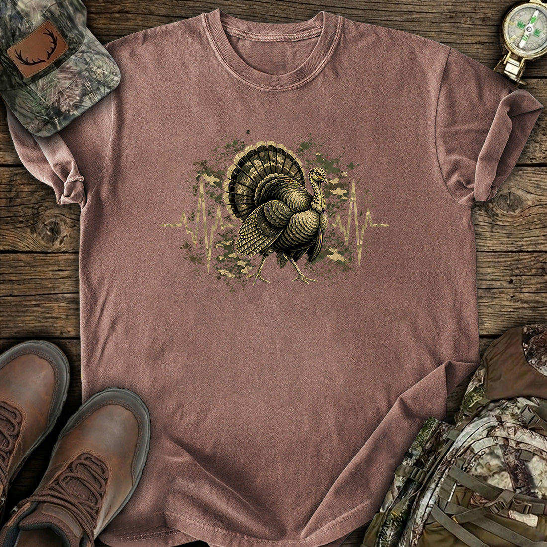Turkey Hunting Heartbeat T-Shirt product image 5
