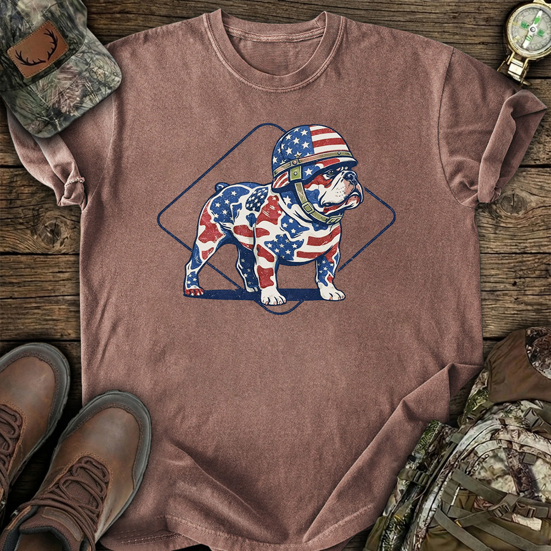 Patriotic Bulldog USA Flag T-Shirt product image 7