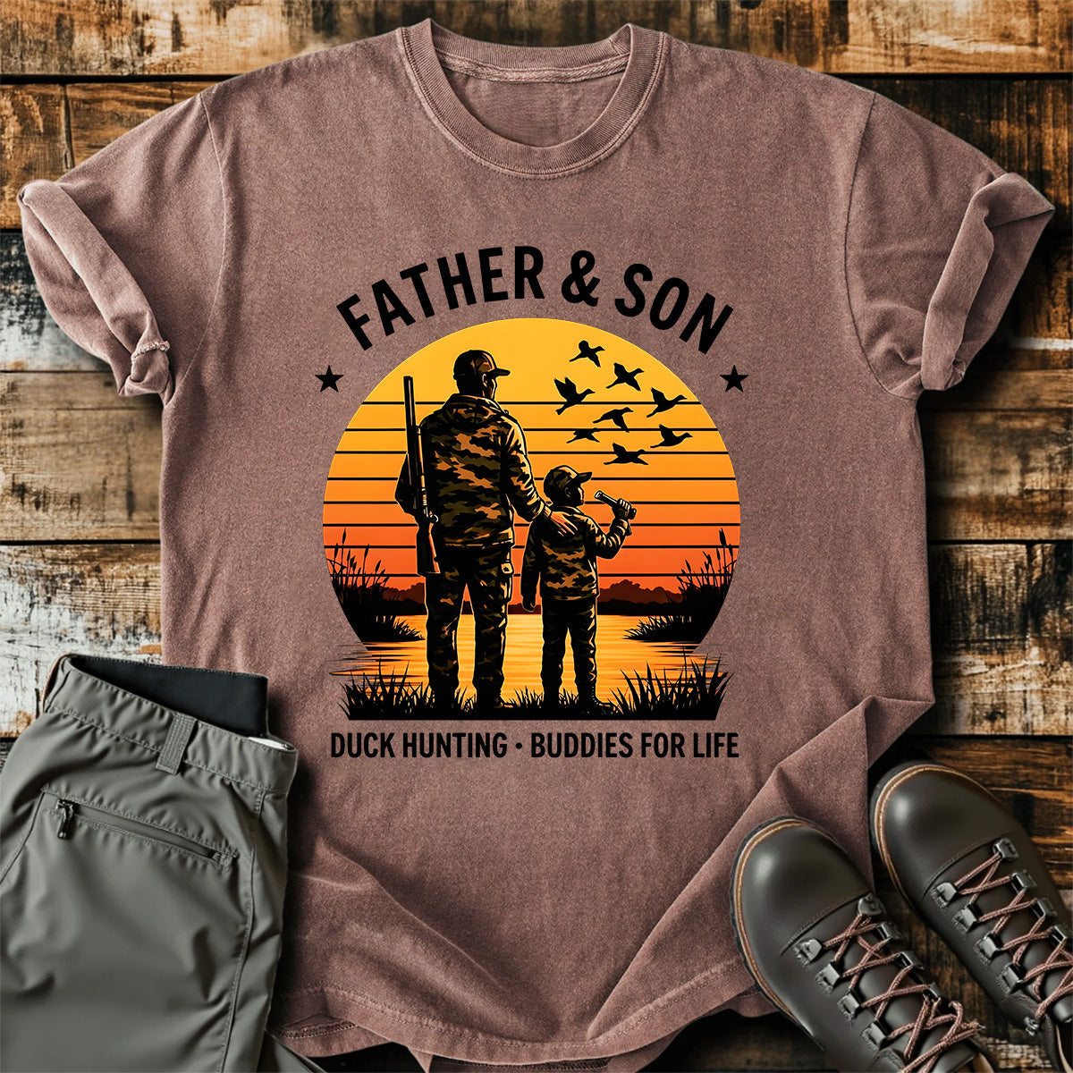 Father Son Duck Hunting T-Shirt product image 1