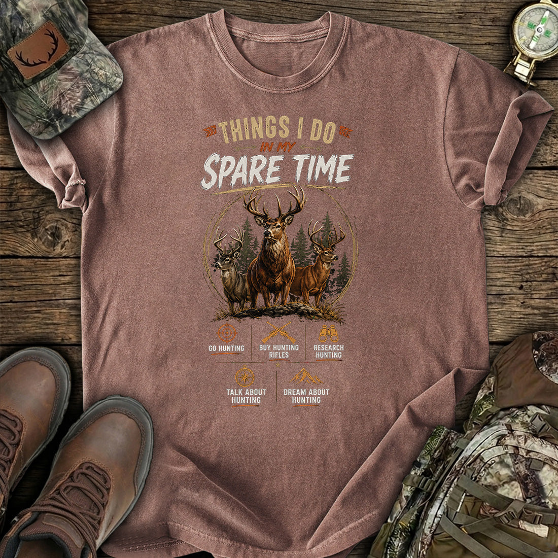 Hunting Spare Time Funny T-Shirt product image 7