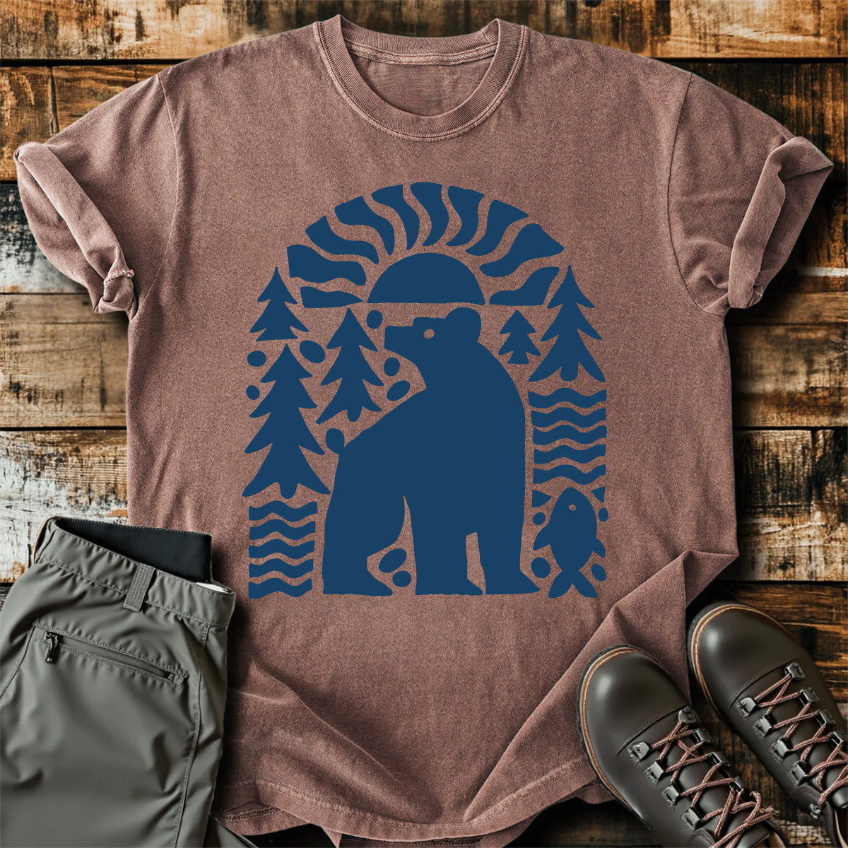 Bear Forest Lake Sunset T-Shirt product image 3