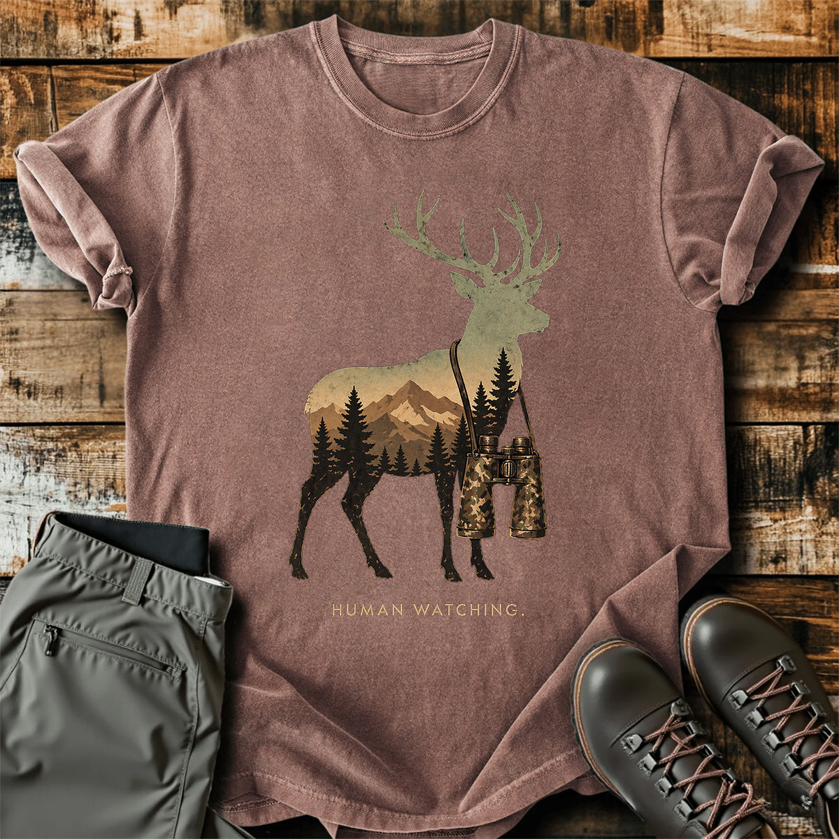 Deer Hunter Human Watching T-Shirt product image 3