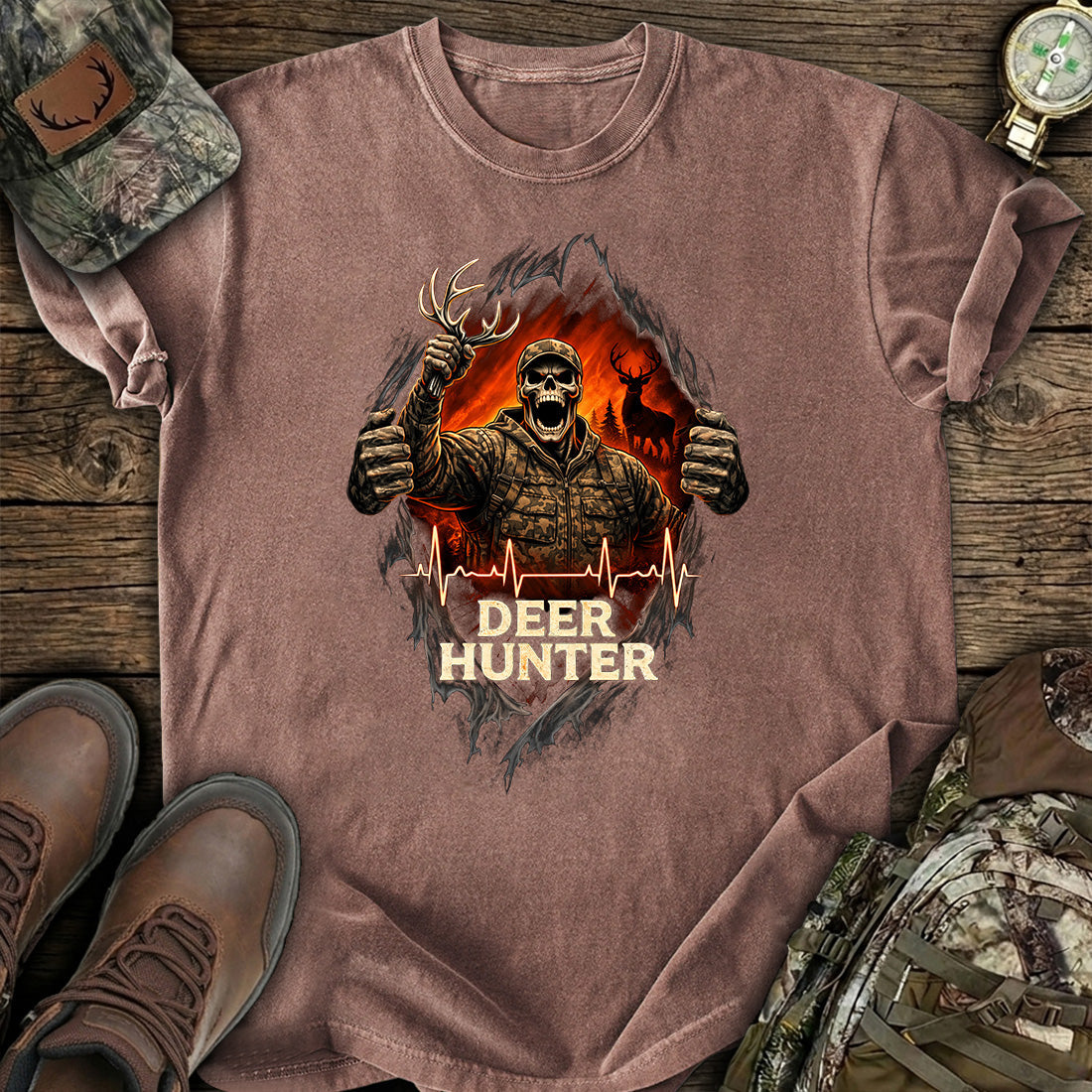 Deer Hunter Skull Graphic T-Shirt product image 7