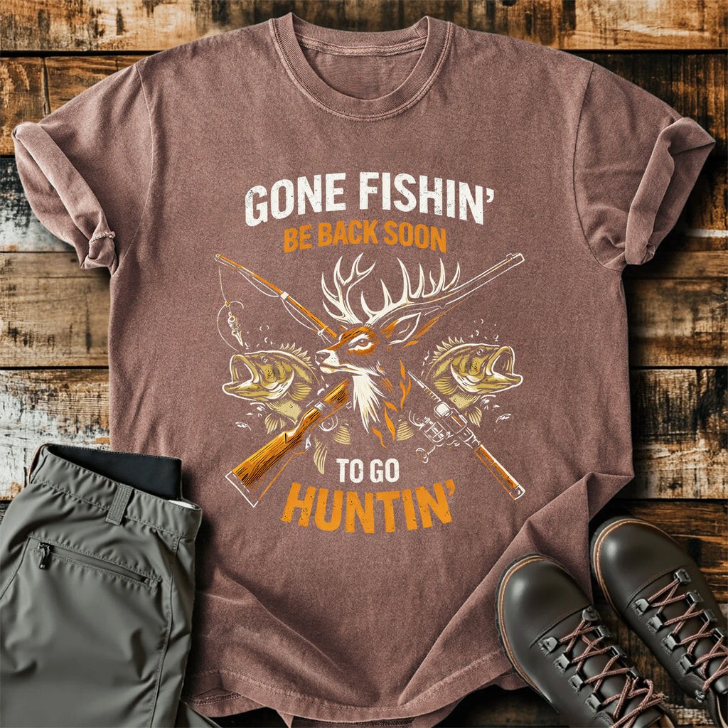 Gone Fishing Hunting Deer T-Shirt product image 5