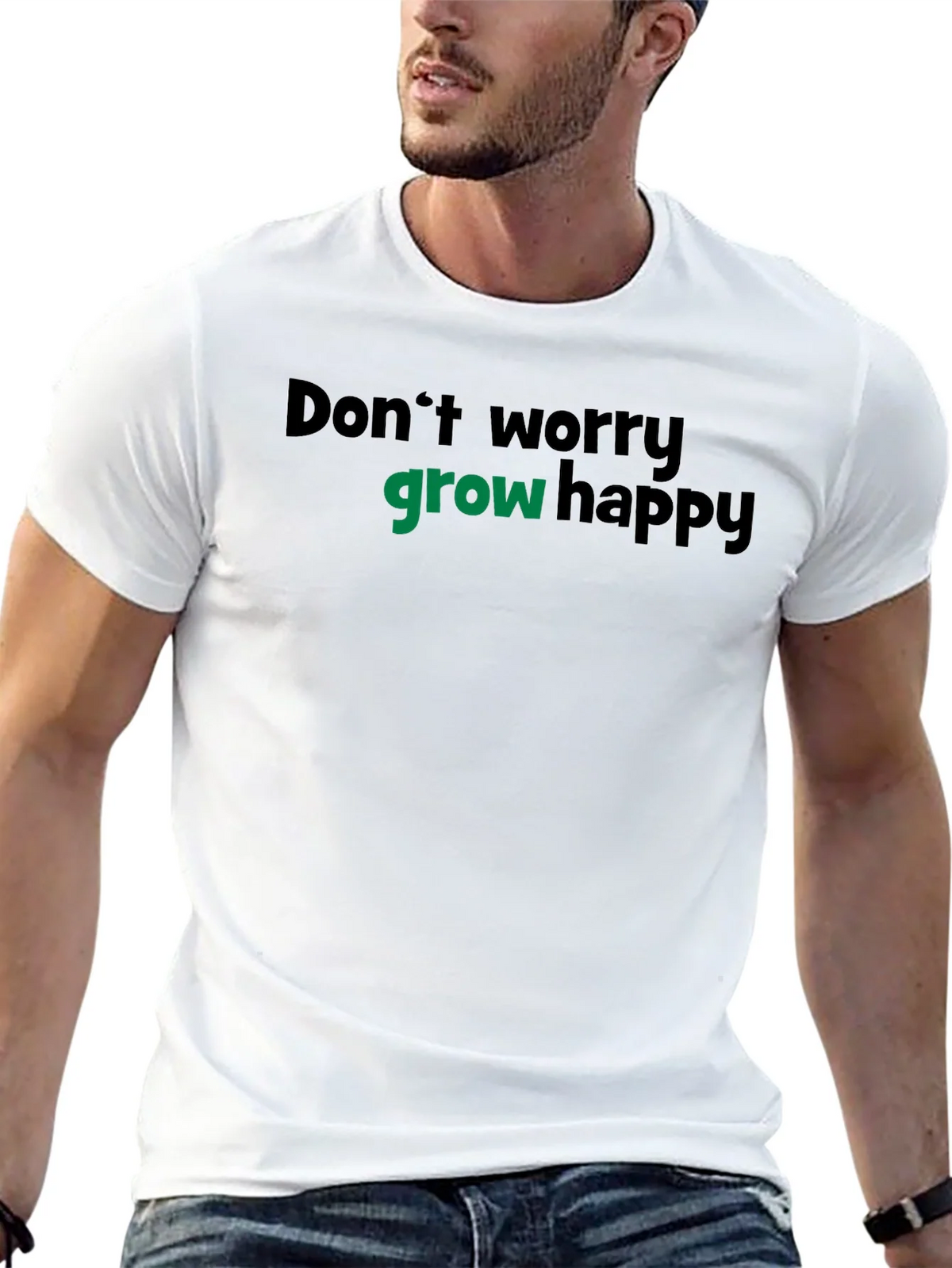 Grow Happy T-Shirt - Black Cotton Tee product image 12