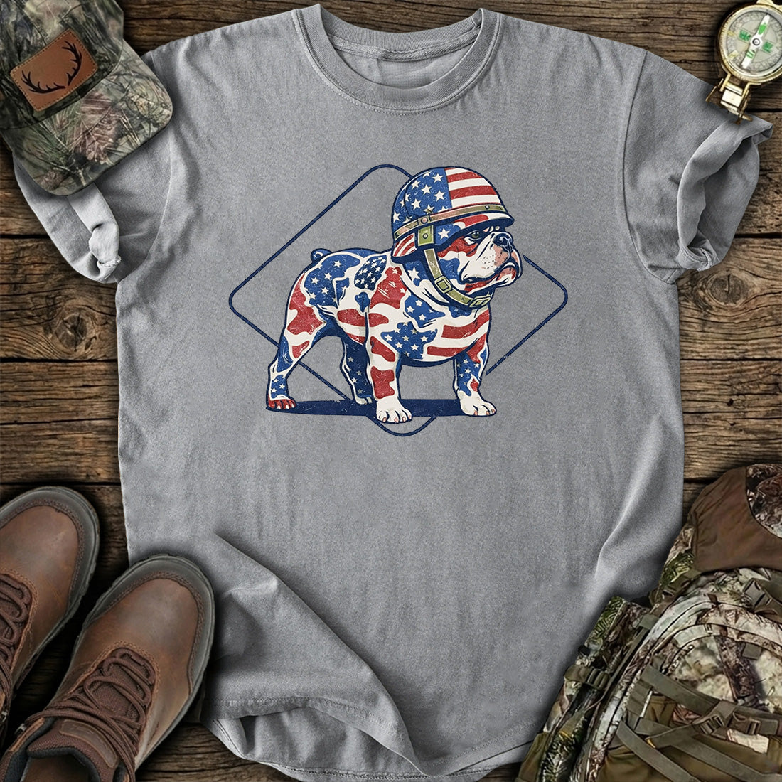 Patriotic Bulldog USA Flag T-Shirt product image 8
