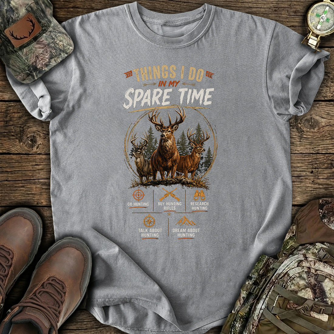 Hunting Spare Time Funny T-Shirt product image 2