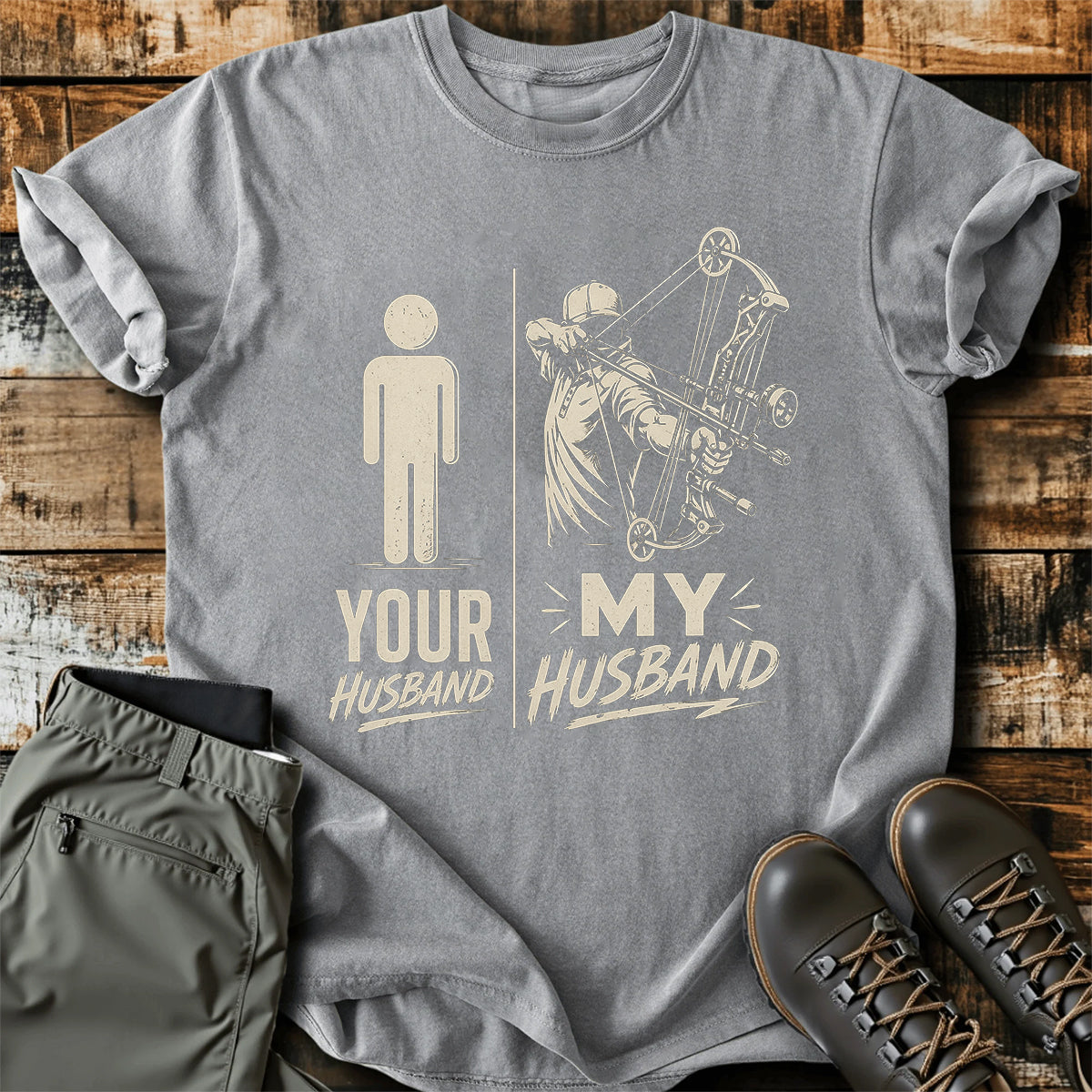 Bow Hunting Husband Funny T-Shirt product image 5