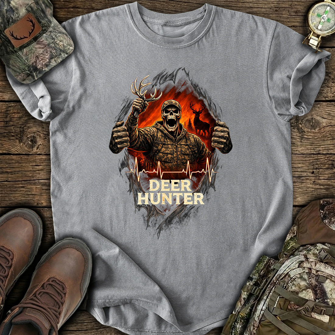 Deer Hunter Skull Graphic T-Shirt product image 2