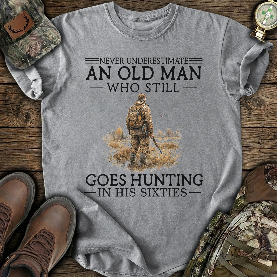 Never Underestimate An Old Man Hunting Sixties T-Shirt product image 6
