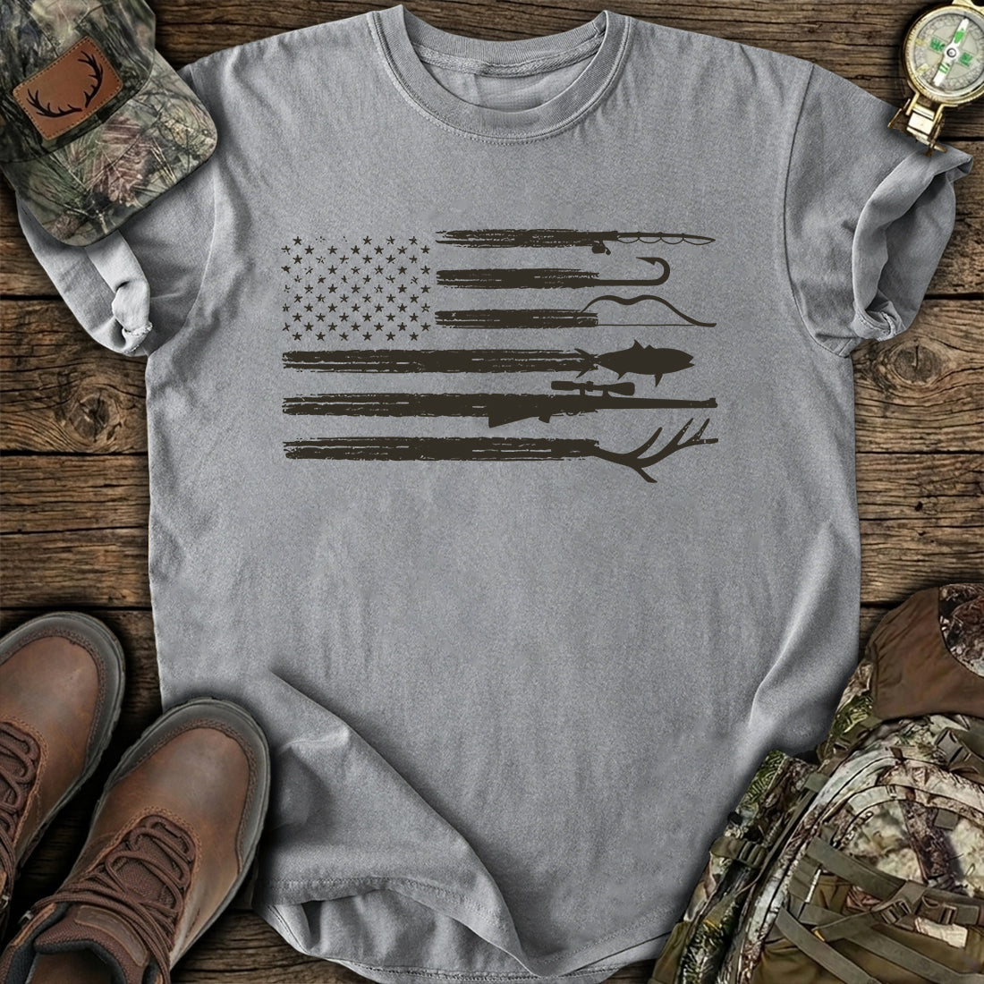 USA Hunting Flag T-Shirt product image 6