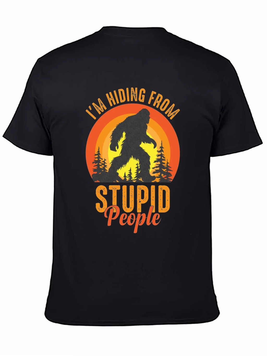 Hiding From Stupid People Bigfoot Black T-Shirt product image 4