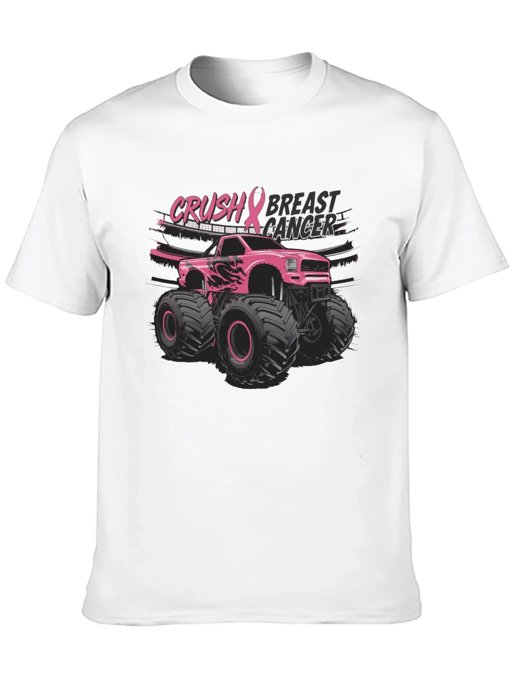 Crush Breast Cancer Monster Truck T-Shirt product image 9