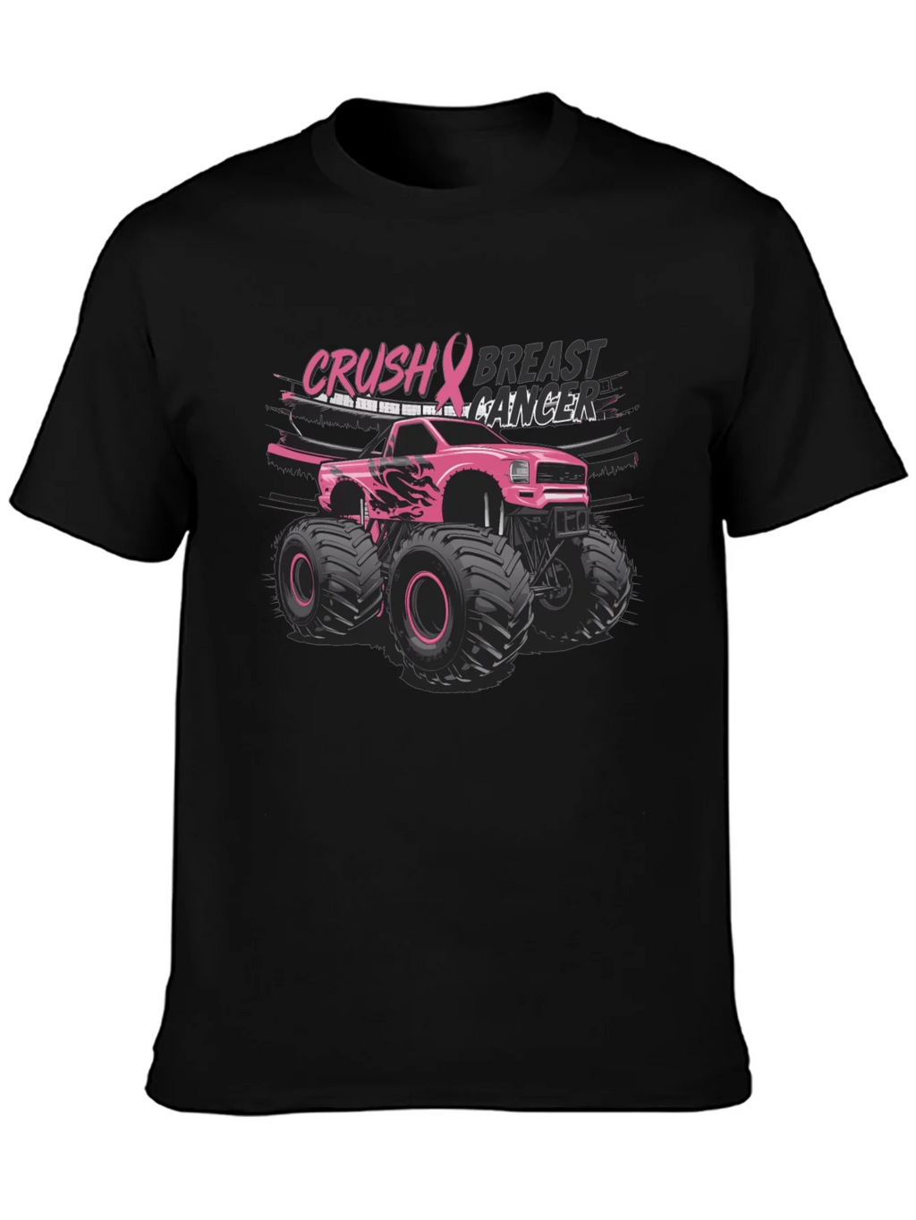Crush Breast Cancer Monster Truck T-Shirt product image 3