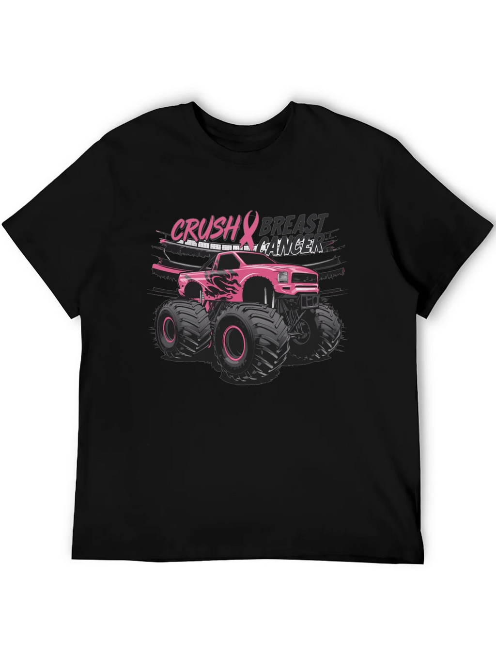 Crush Breast Cancer Monster Truck T-Shirt product image 5