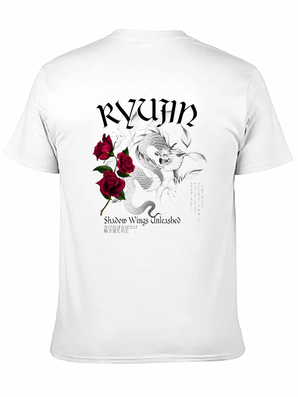 Ryujin Dragon & Roses Graphic Tee - Shadow Wings Unleashed product image 8