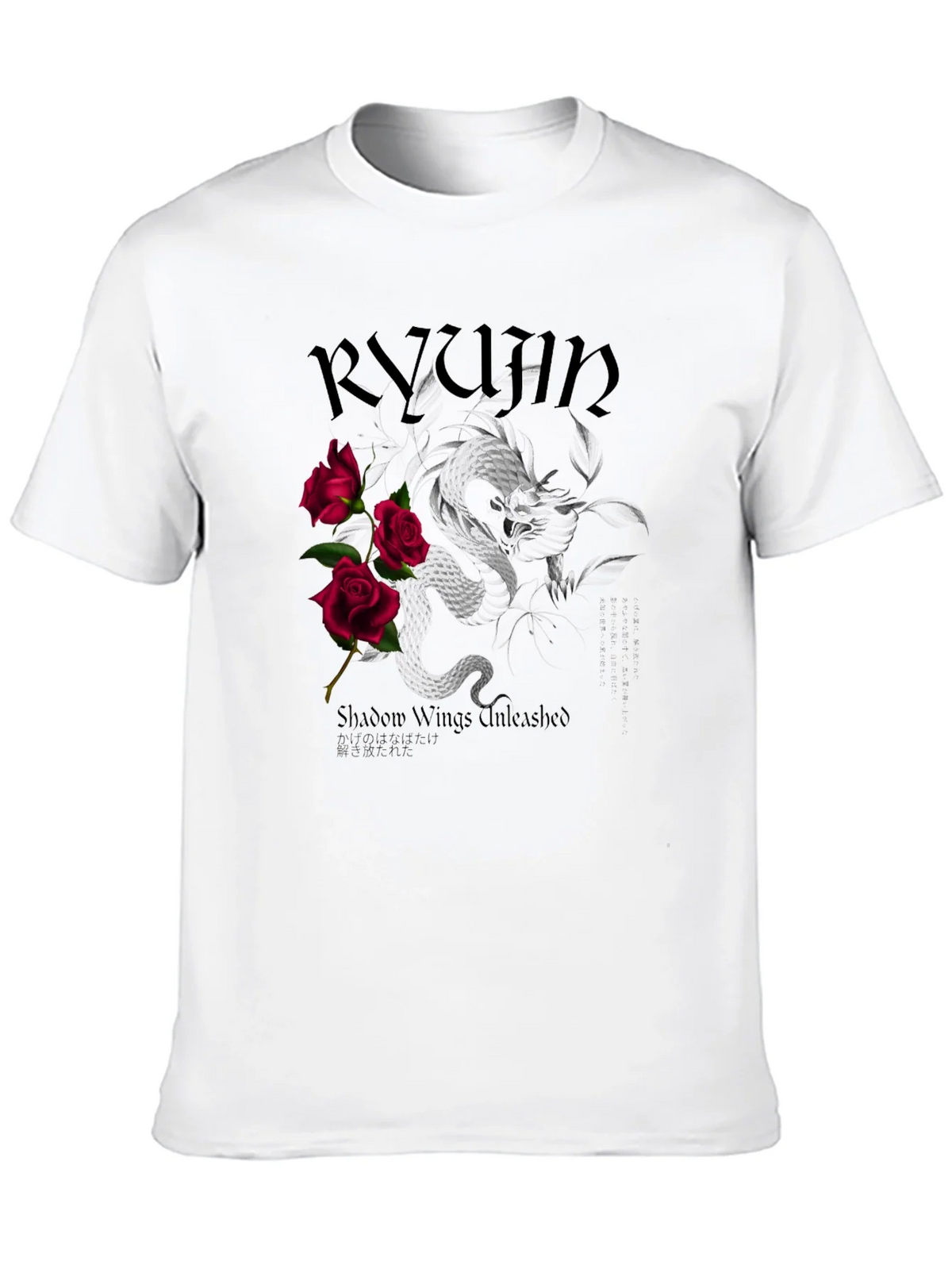 Ryujin Dragon & Roses Graphic Tee - Shadow Wings Unleashed product image 7