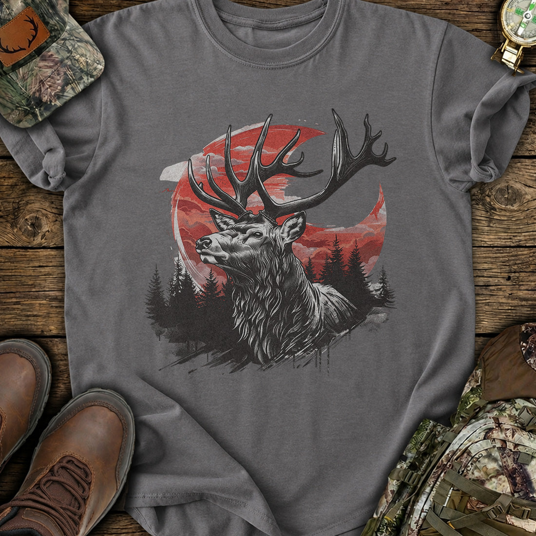 Crimson Elk Spirit T-Shirt product image 3