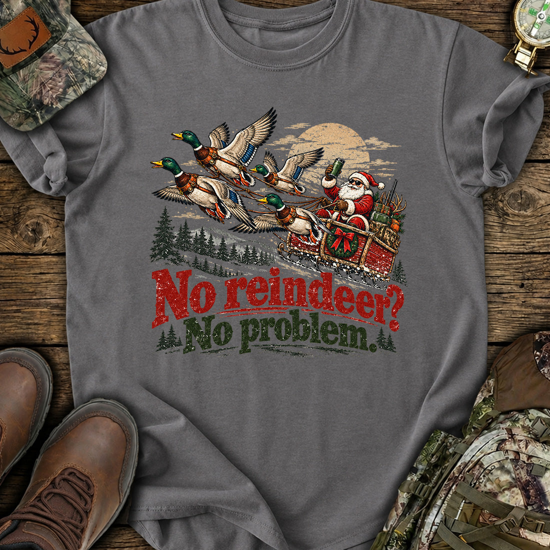 Mallard Santa Sleigh T-Shirt product image 3