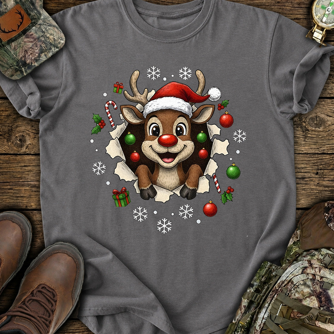 Reindeer Elf Peek T-Shirt product image 11
