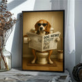 Funny Beagle Reading Newspaper Canvas – Funny Dog Hunting Bathroom Wall Art