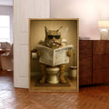 Funny Bobcat Bathroom Wall Art – Rustic Wildlife Decor for Men, Hunting Cabin Canvas