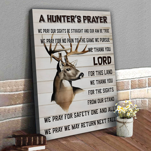 A Hunter’s Prayer Canvas – Deer Hunting Christian Rustic Wall Art Gift For Hunters