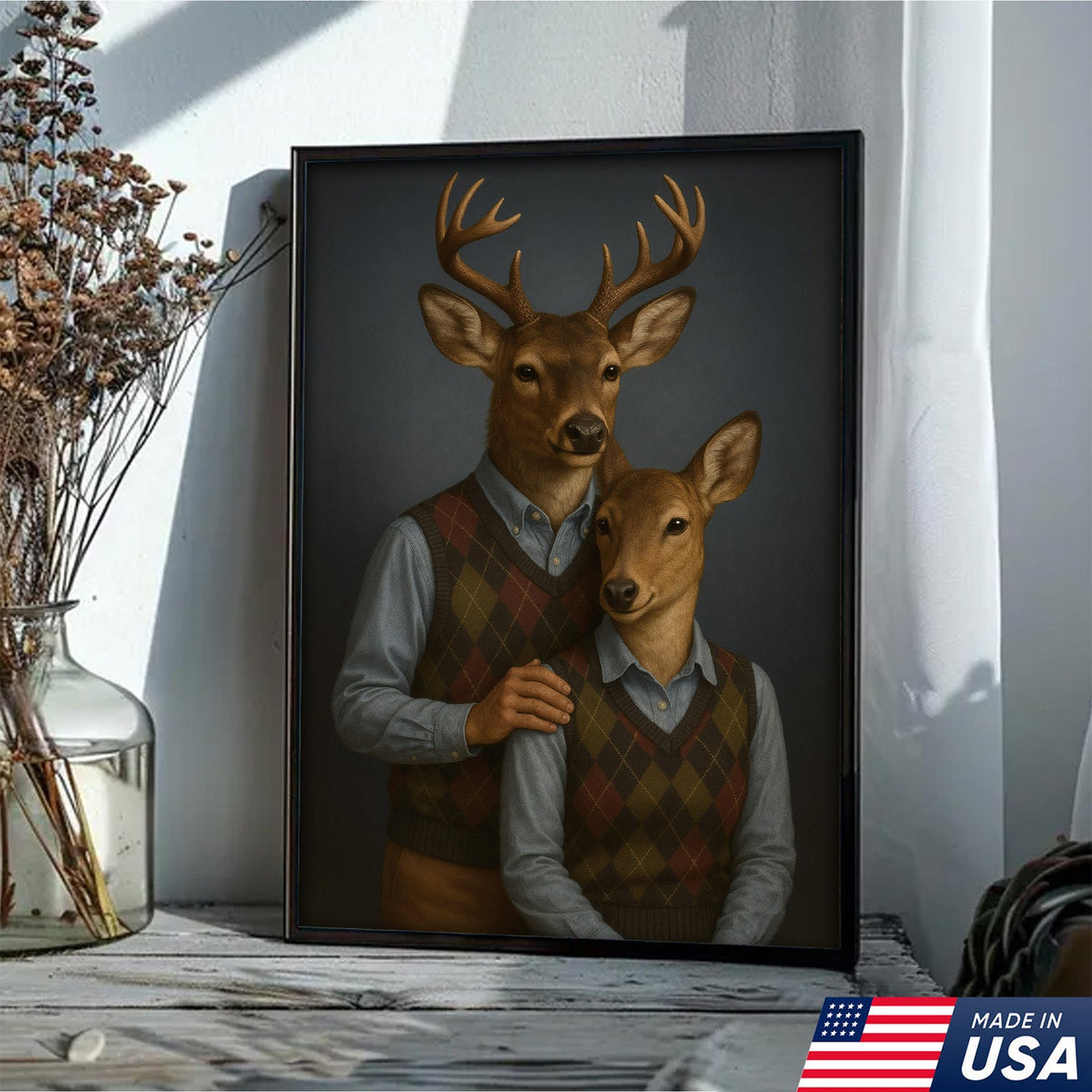 Funny Step Brothers Deer Portrait Family Canvas